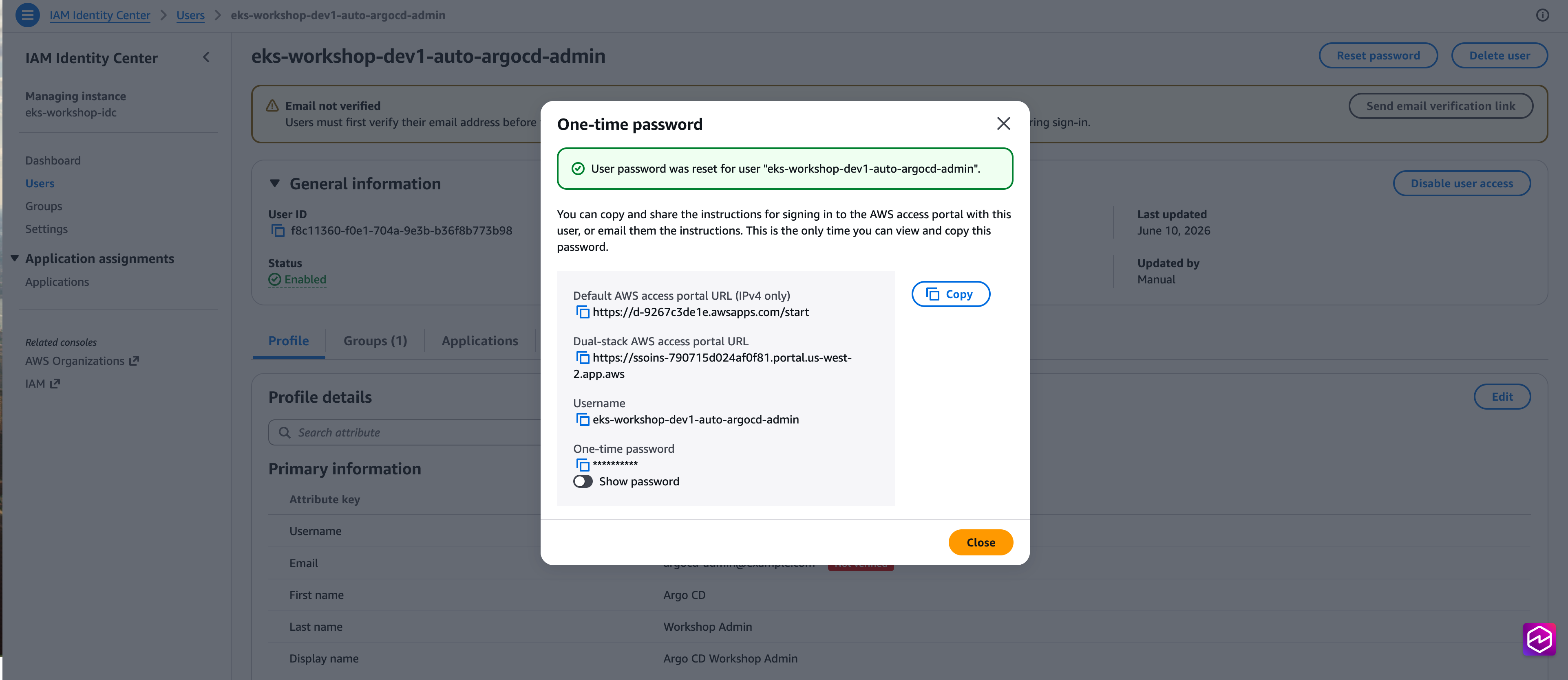 Copy Reset Argoadmin Password