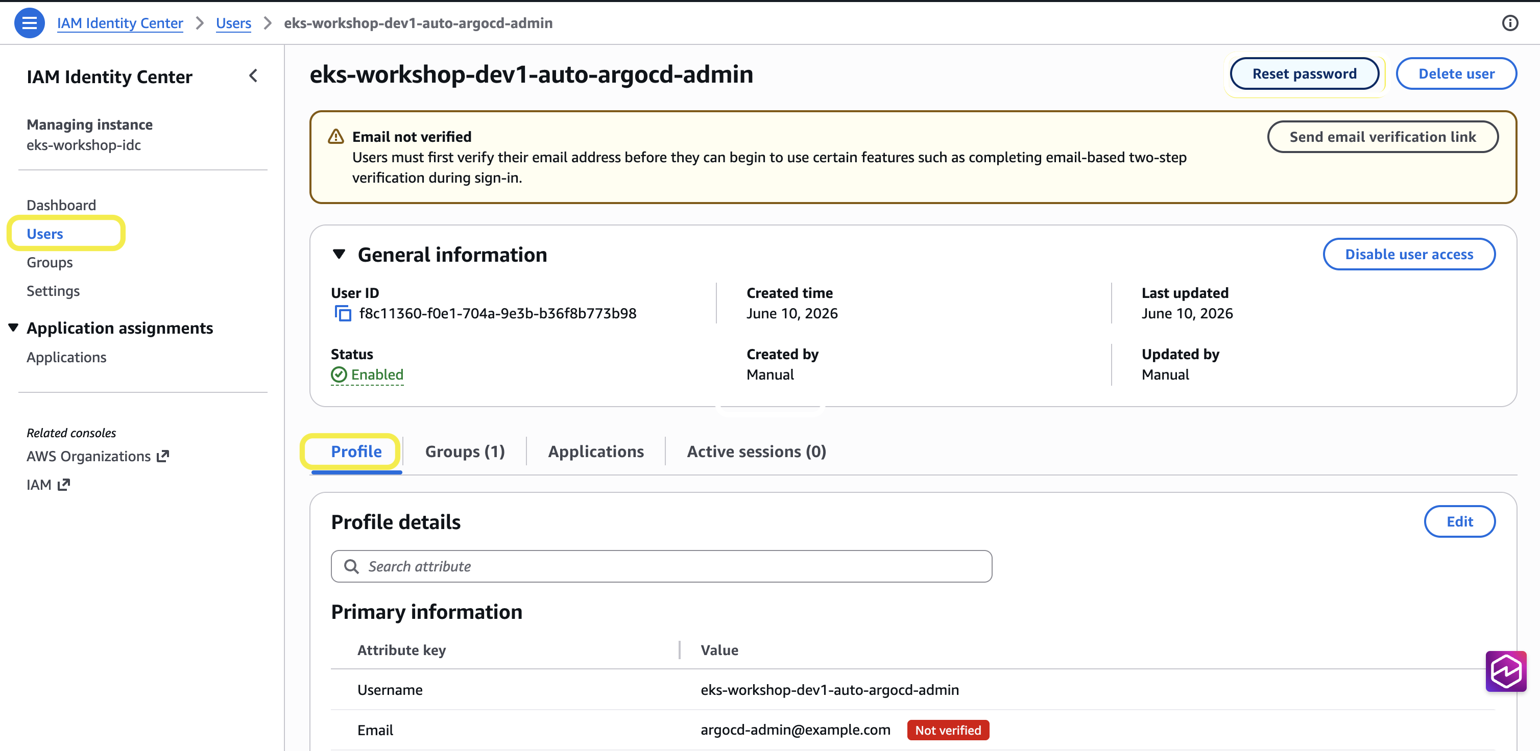 Select Argoadmin