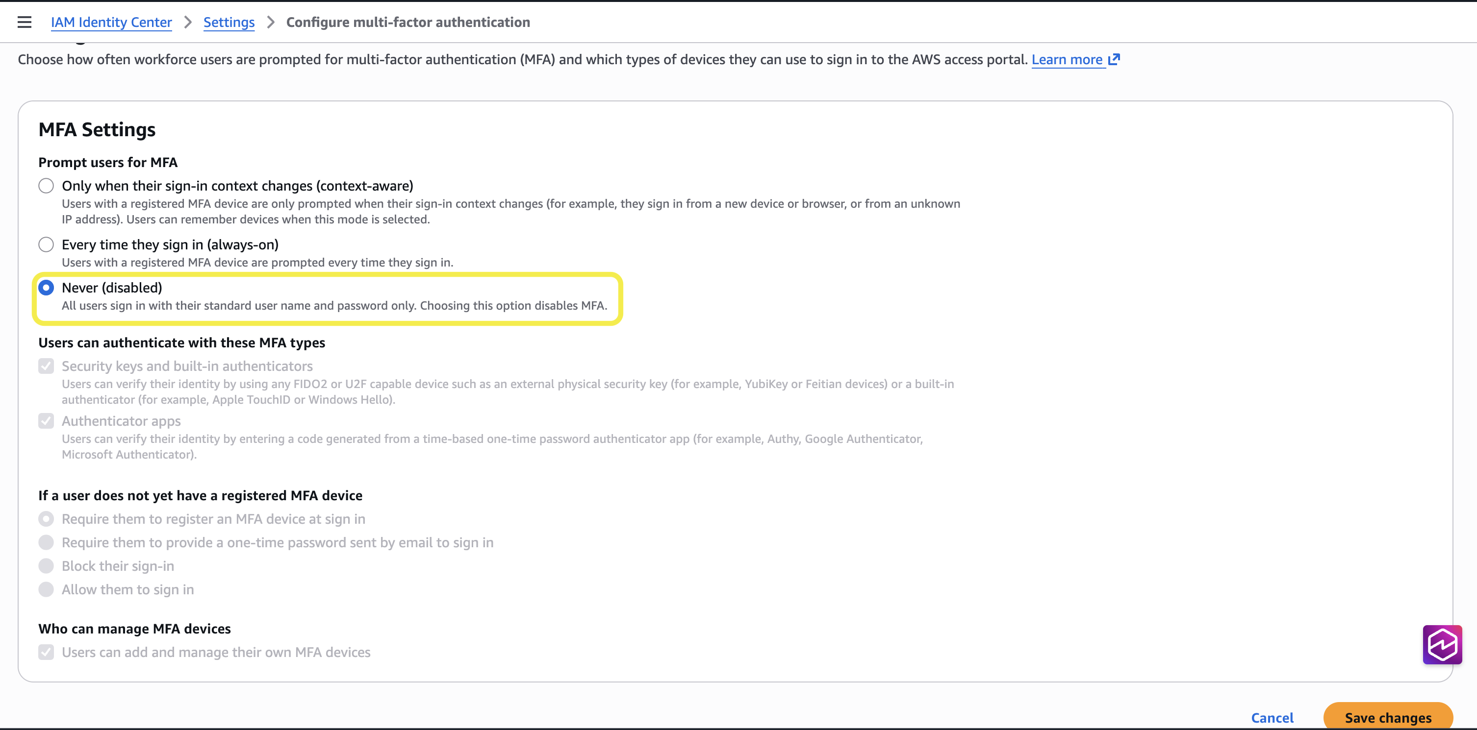 SSO MFA Disable